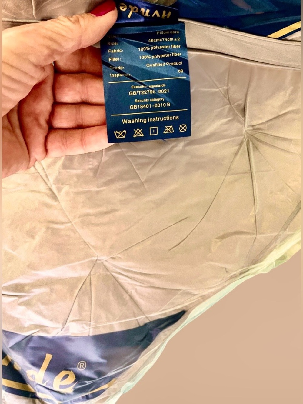 Lush Hotel Pillow Quilted tan Airtight sealed packaging Plush Comfort - Picture 5 of 8